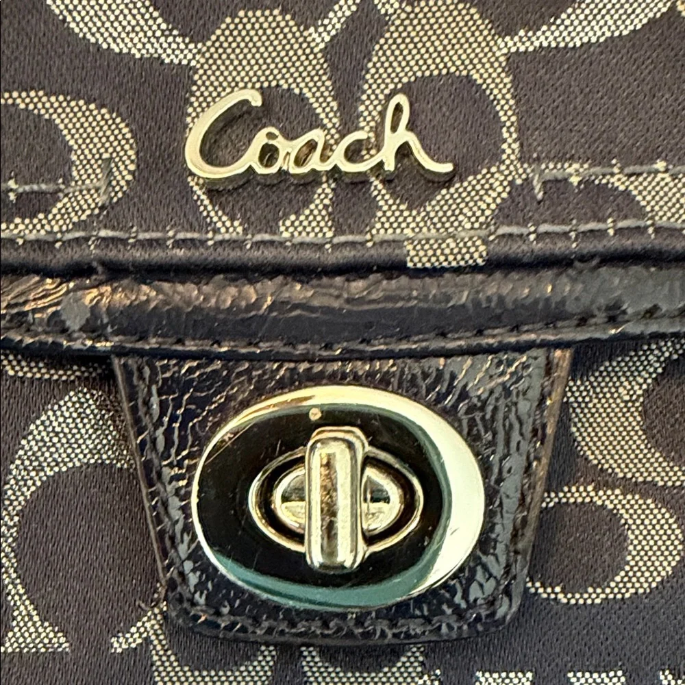 Coach Blue and Silver Signature Canvas Crossbody with Turnlock Pocket - Picture 2 of 5
